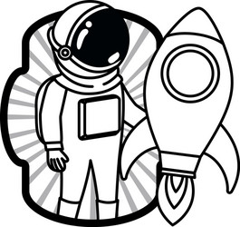 frame with astronaut and rocket in white vector image