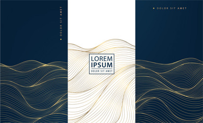 set of gold wave line abstract textures vector image