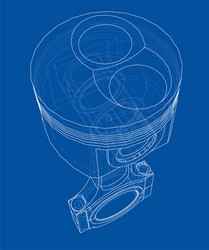 sketch of piston rendering 3d vector image