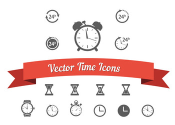 black clock icons set vector