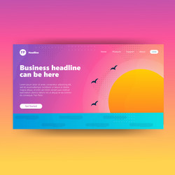 landing page template with gradient modern webpage vector