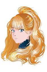 anime girl with blonde hair vector