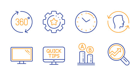 Monitor time and web tutorials icons set 360 vector