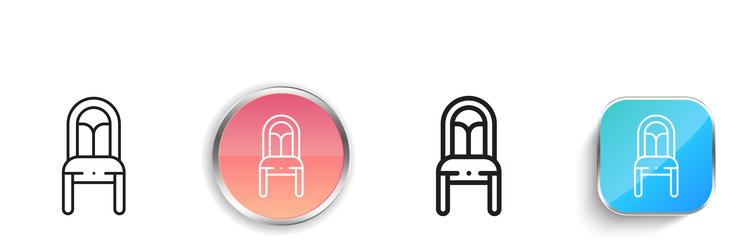 chair icon thin linear regular and button style vector image
