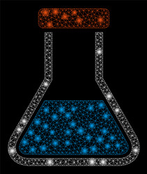 glossy mesh network flask with light spots vector image