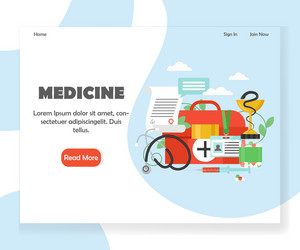 Medicine website landing page design vector