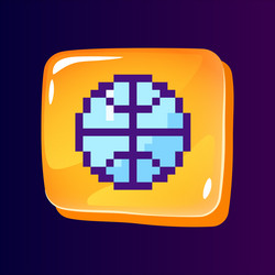 Basketball glossy ui button with pixelated color vector