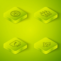 Set isometric users group graph schedule chart vector