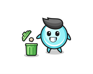 Bubble throwing garbage in the trash can vector