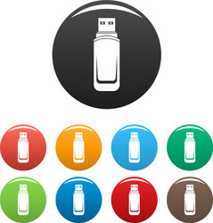 mini flash drive icons set color vector