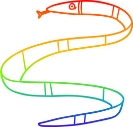 rainbow gradient line drawing cartoon sea snake vector