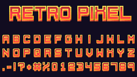retro pixel game font arcade 16-bit 3d vector image