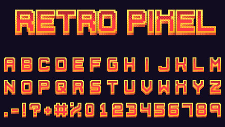 retro pixel game font arcade 16-bit 3d vector