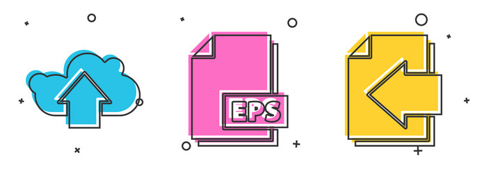 Set cloud upload eps file document and next page vector
