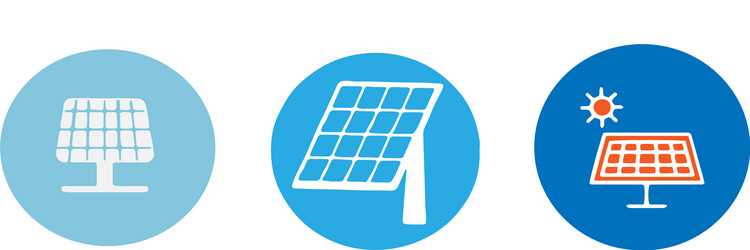 Set solar panels icon on white background Vector Image