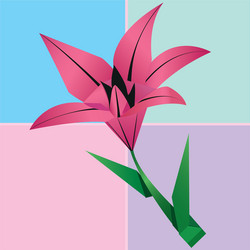 origami lily flower card colorful floral vector