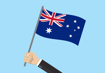 australia waving flag hand holding australian vector