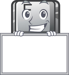Grinning with board f button in character vector