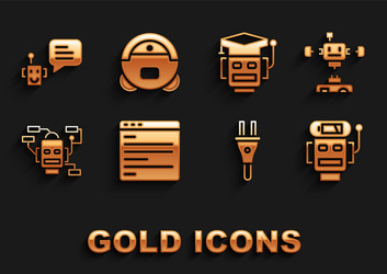 set computer api interface disassembled robot vector image