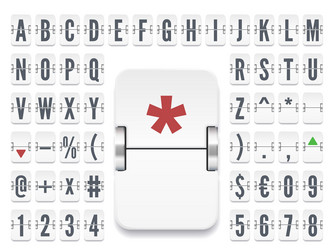 white flip board font with numbers for stock vector image