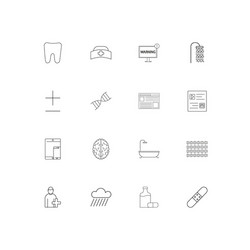 Healthcare and medical linear thin icons set vector