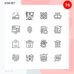 Group 16 outlines signs and symbols for app vector