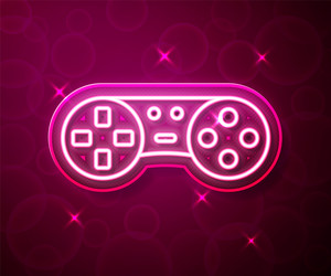 glowing neon line game controller or joystick vector image