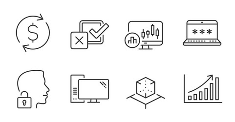 graph chart laptop password and augmented reality vector