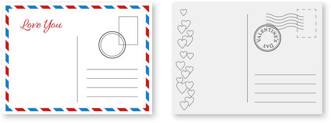 Vintage Valentine Postcards Vector Image