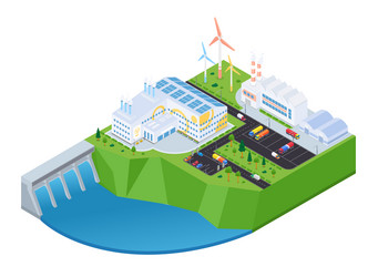 green energy - modern colorful isometric vector