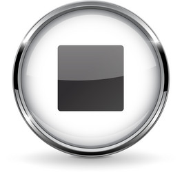 round 3d button with metal frame stop icon vector