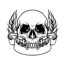skull head banner monochrome Vector Image