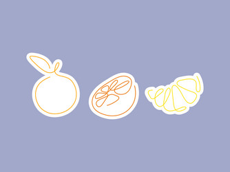 Sticker one line art style lemons abstract food vector