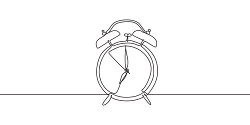 Alarm clock one continuous line drawing vector