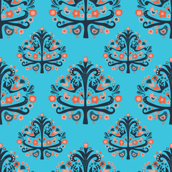 Scandinavian Folk Tree Pattern Vector Image