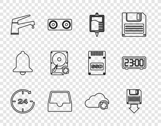 set line clock 24 hours floppy disk backup iv vector image