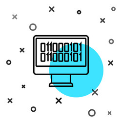 black line binary code icon isolated on white vector image