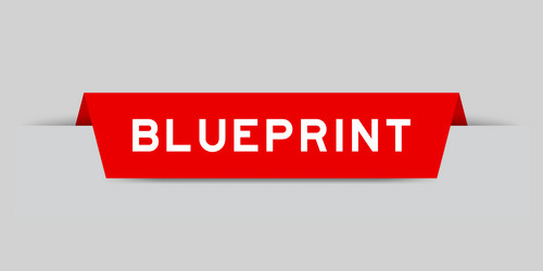 red color inserted label with word blueprint vector image