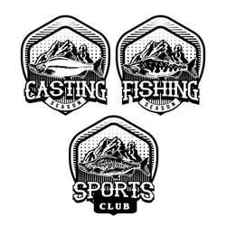 set vintage fishing club badge emblem Vector Image