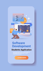 web developer creating program code development vector image
