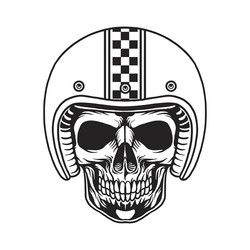 skull head wearing helmet bikers monochrome Vector Image