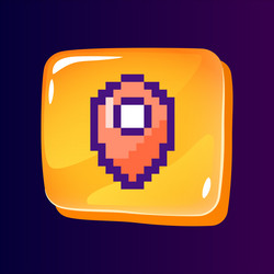 mark on map glossy ui button with pixelated color vector image