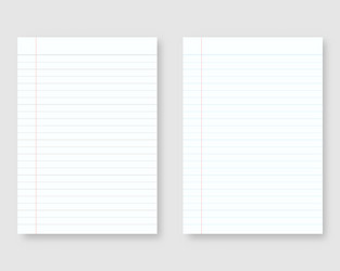 Notebook paper with line and margin vector