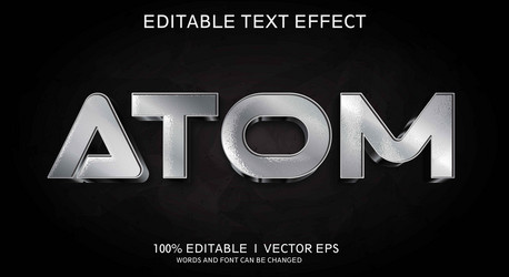 atom 3d text effect with modern style design vector image