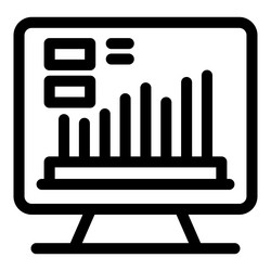desktop computer showing statistical graph vector image