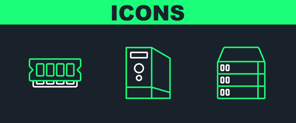 set line server data web hosting ram random vector image
