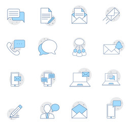 simple set of message related line icons contains vector image