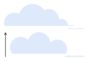 clouds floating with wind lines and vertical arrow vector image