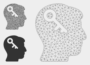 Head key mesh 2d model and triangle mosaic vector