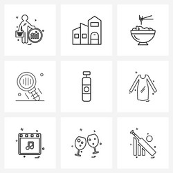 Set 9 simple line icons for web and print vector